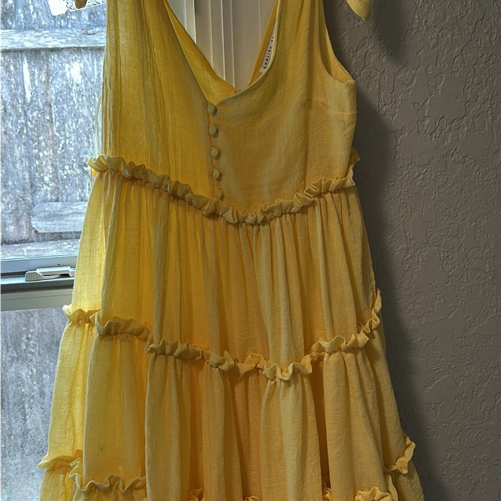 Sunny Yellow Ruffled Tiered Dress